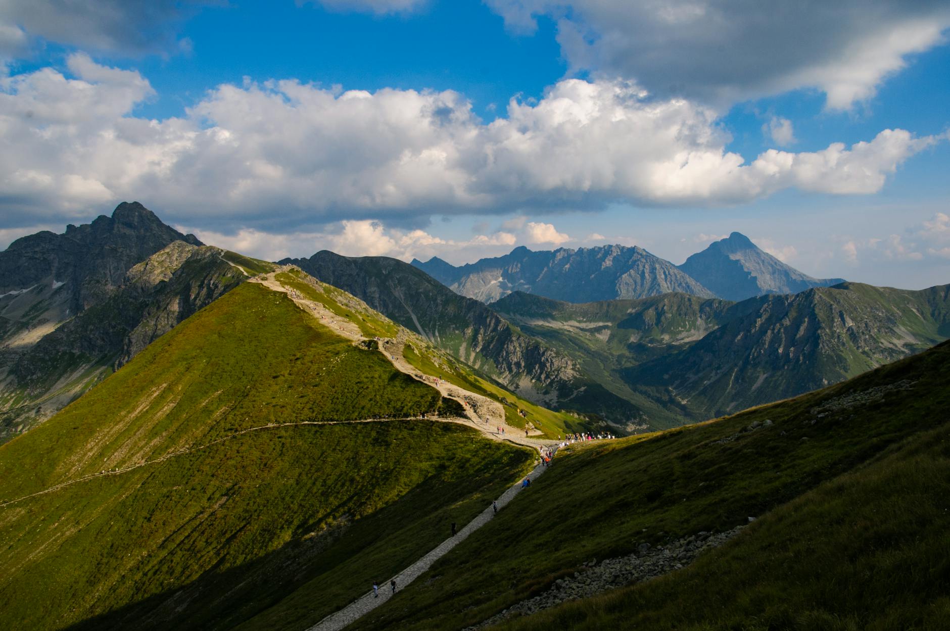 Górski szlak z widokiem na Tatry w okolicach Zakopanego